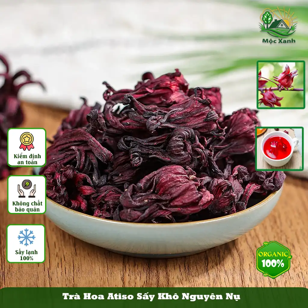 Trà Atiso Đỏ Hibiscus Sấy Khô Nguyên Bông - Mát Gan, Thanh Nhiệt | Mộc Xanh